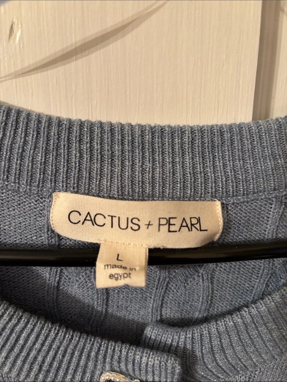 Women's Light Blue Cable Knit Cardigan Sweater